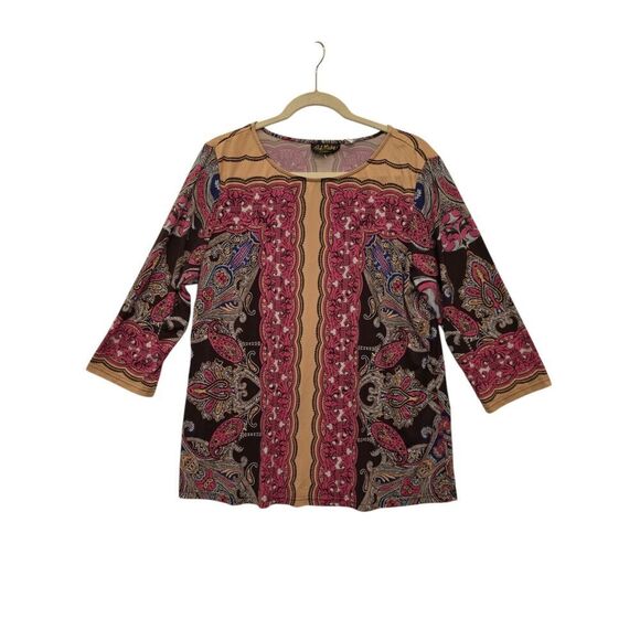 Bob Mackie Tops - bob mackie wearable art Paisley Print Women's Size Large Crew Neck